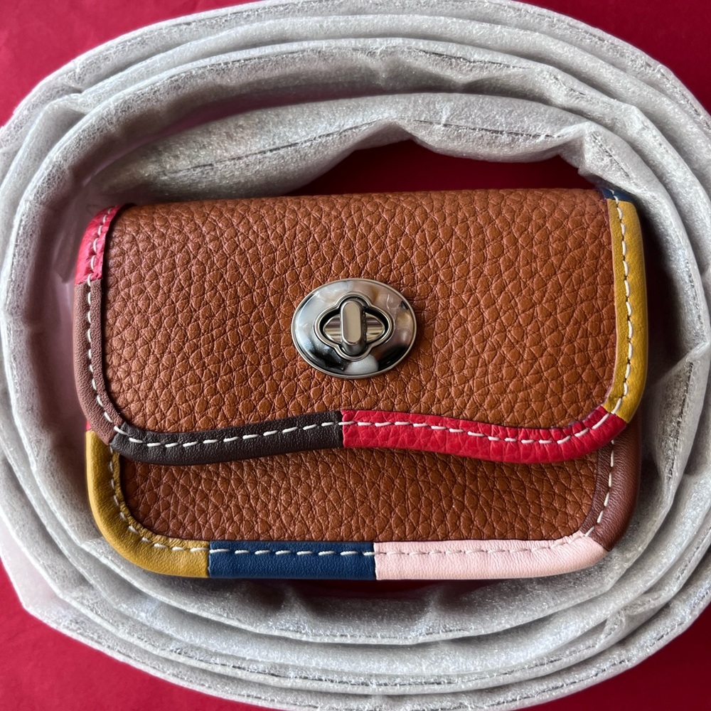 🦁 COACH COACHTOPIA WAVY WALLET WITH  COLORFUL BINDING IN UPCRAFTED LEATHER 🦁 - Picture 13 of 16